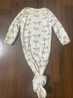 Kate Quinn Cream and Brown Dog-Print Knotted One-Piece